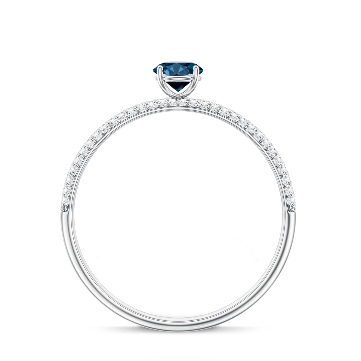 0.6 Carat London Blue Topaz Solitaire Promise Ring with Diamond
