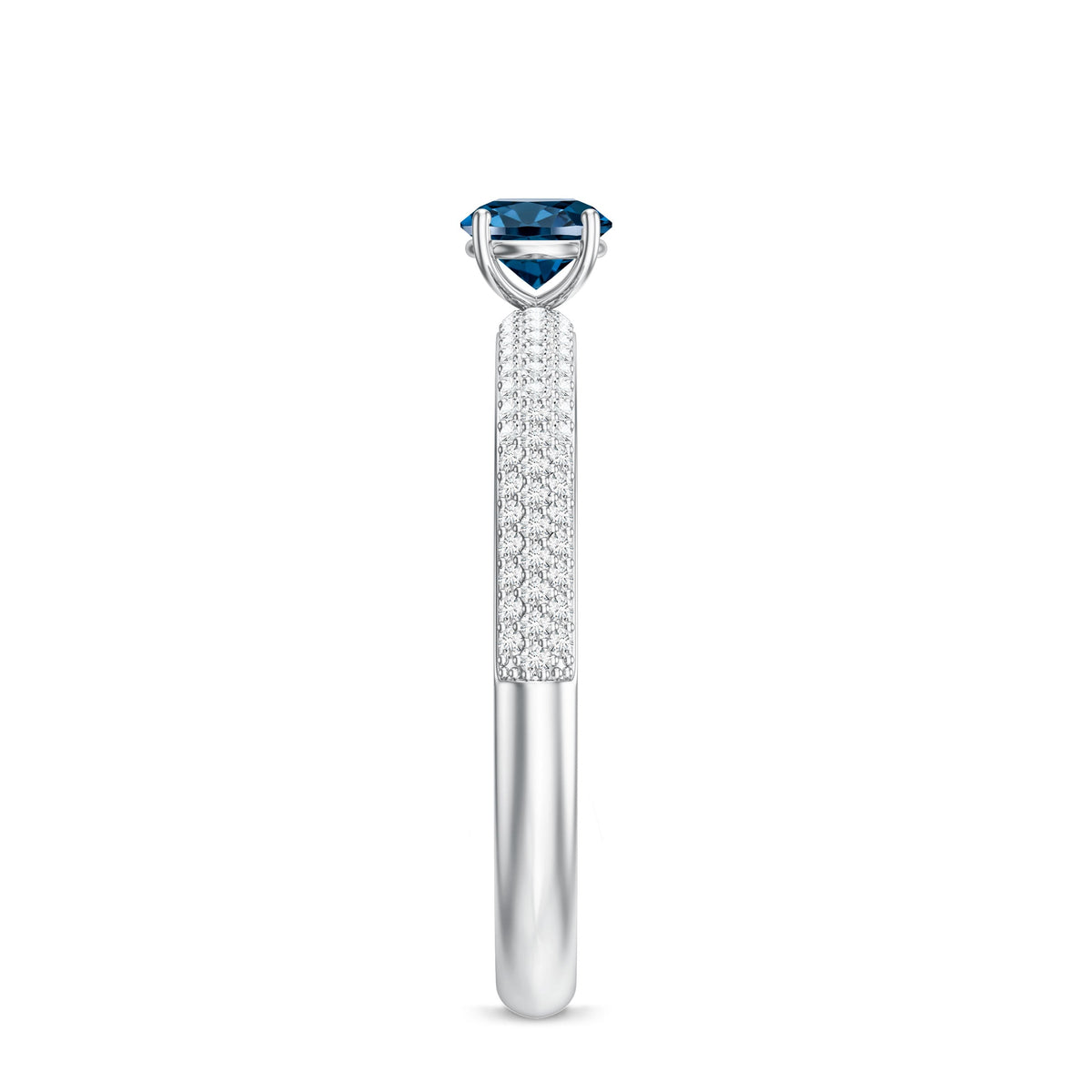 0.6 Carat London Blue Topaz Solitaire Promise Ring with Diamond