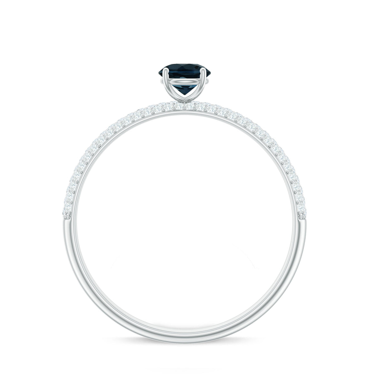 0.6 Carat London Blue Topaz Solitaire Promise Ring with Diamond