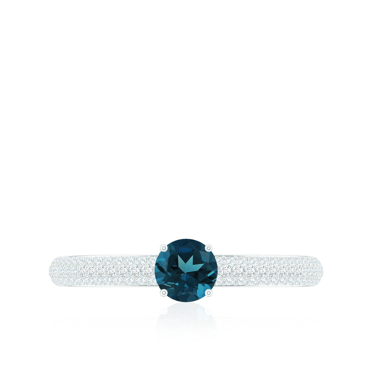 0.6 Carat London Blue Topaz Solitaire Promise Ring with Diamond