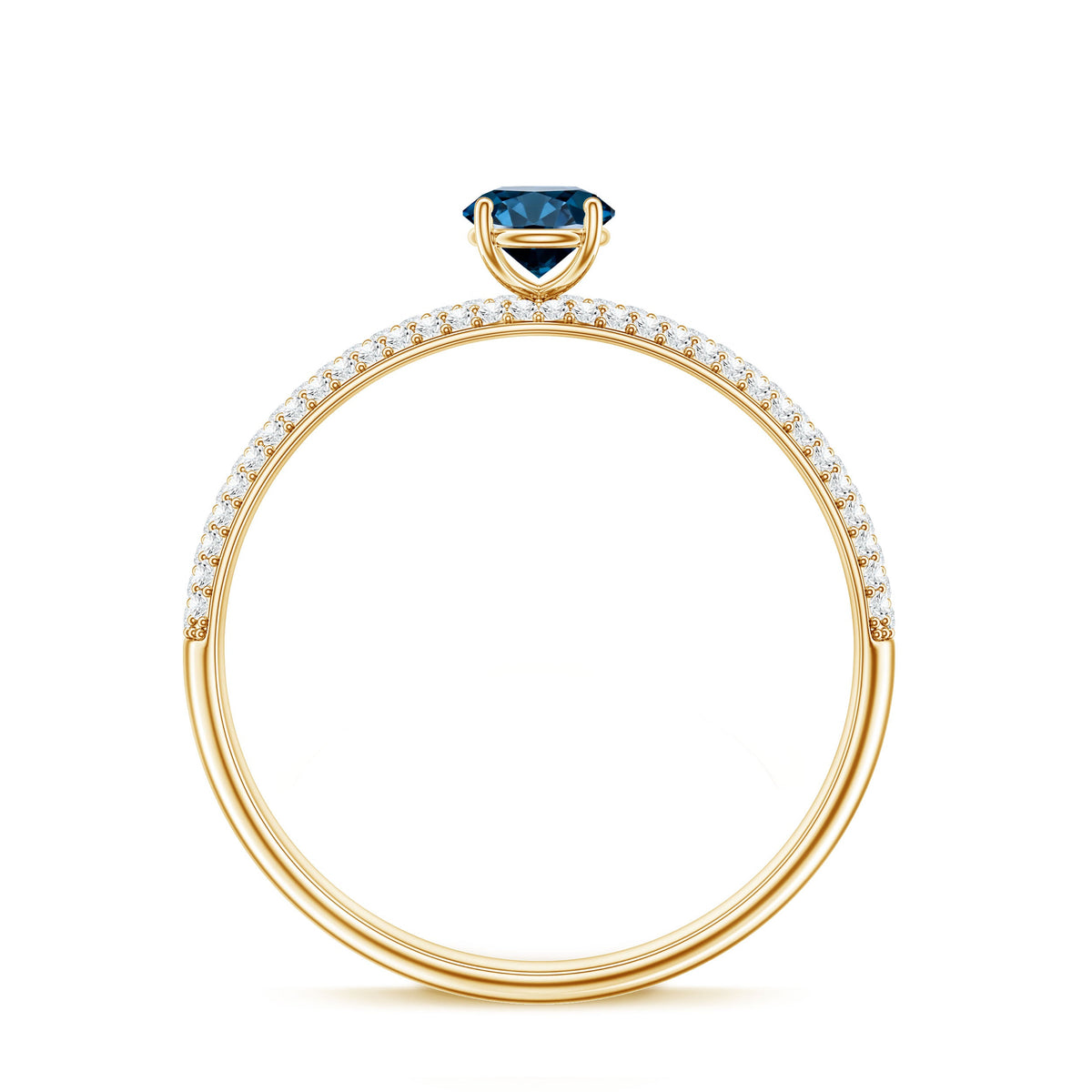 0.6 Carat London Blue Topaz Solitaire Promise Ring with Diamond