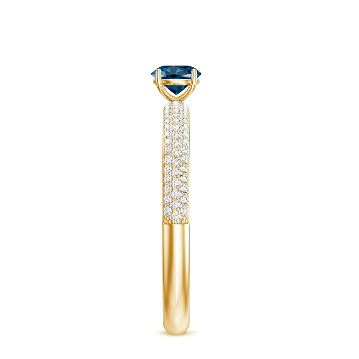 0.6 Carat London Blue Topaz Solitaire Promise Ring with Diamond