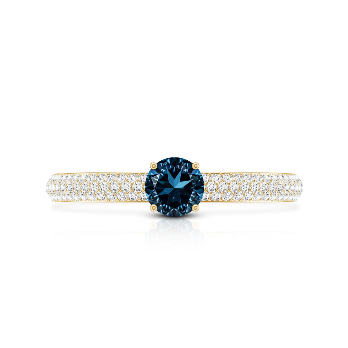 0.6 Carat London Blue Topaz Solitaire Promise Ring with Diamond