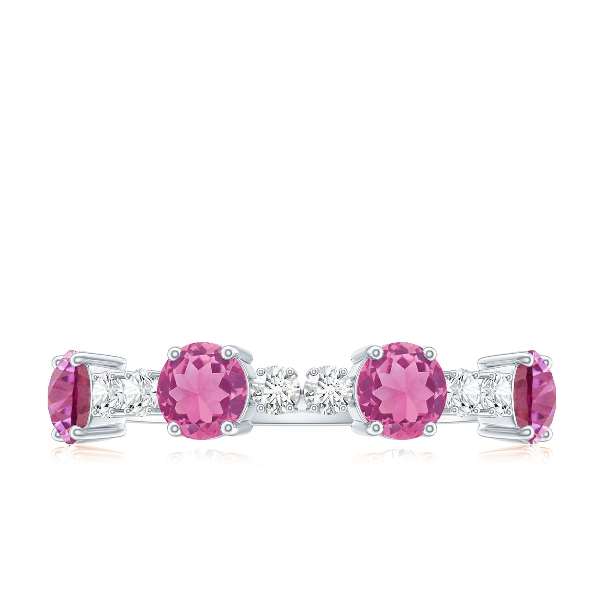 Alternate Semi Eternity Ring with Pink Tourmaline and Diamond