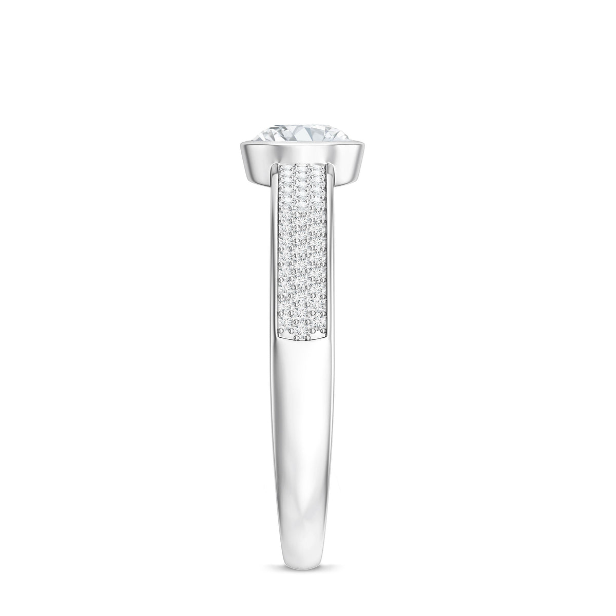 Bezel Set Moissanite Engagement Ring with Side Stones