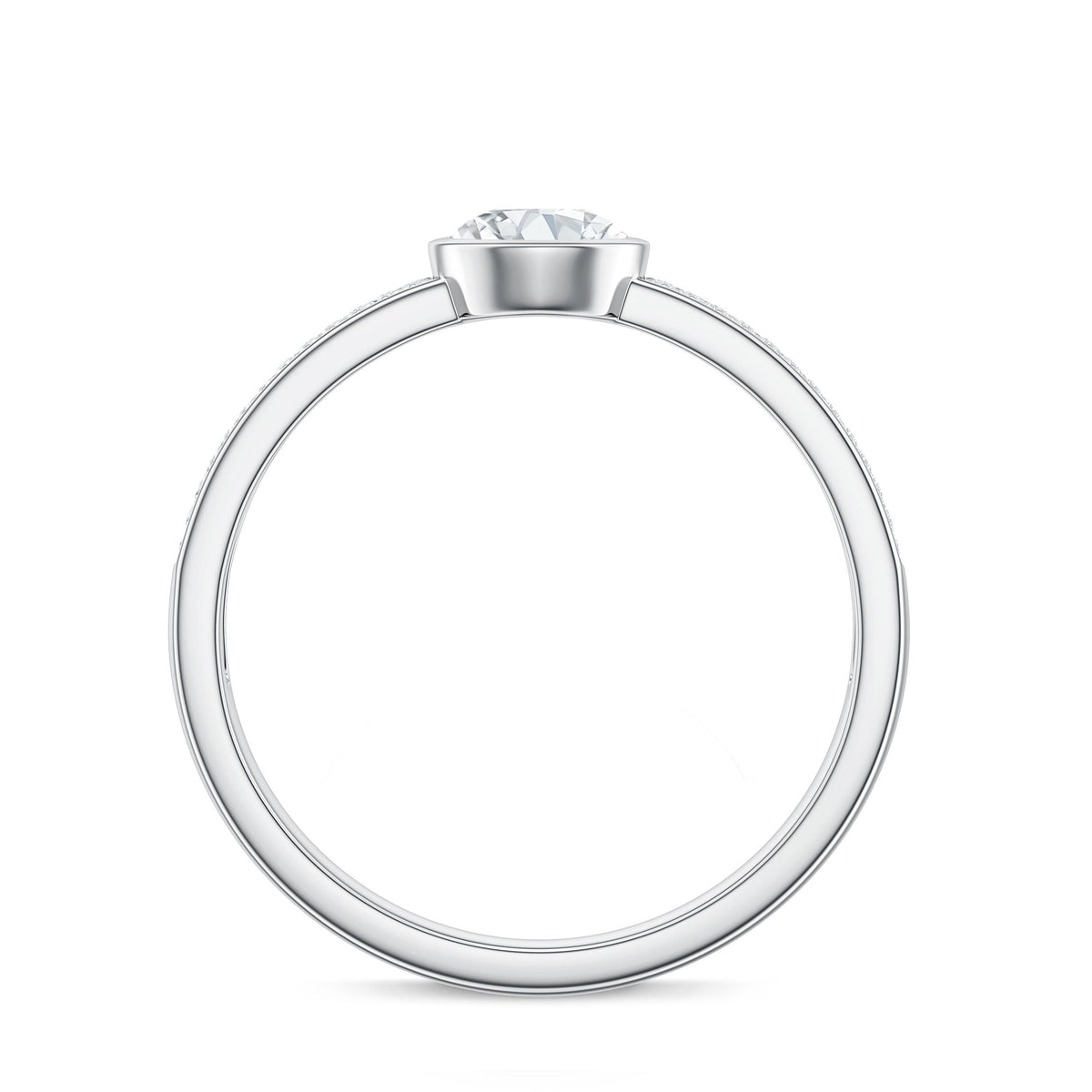 Bezel Set Moissanite Engagement Ring with Side Stones