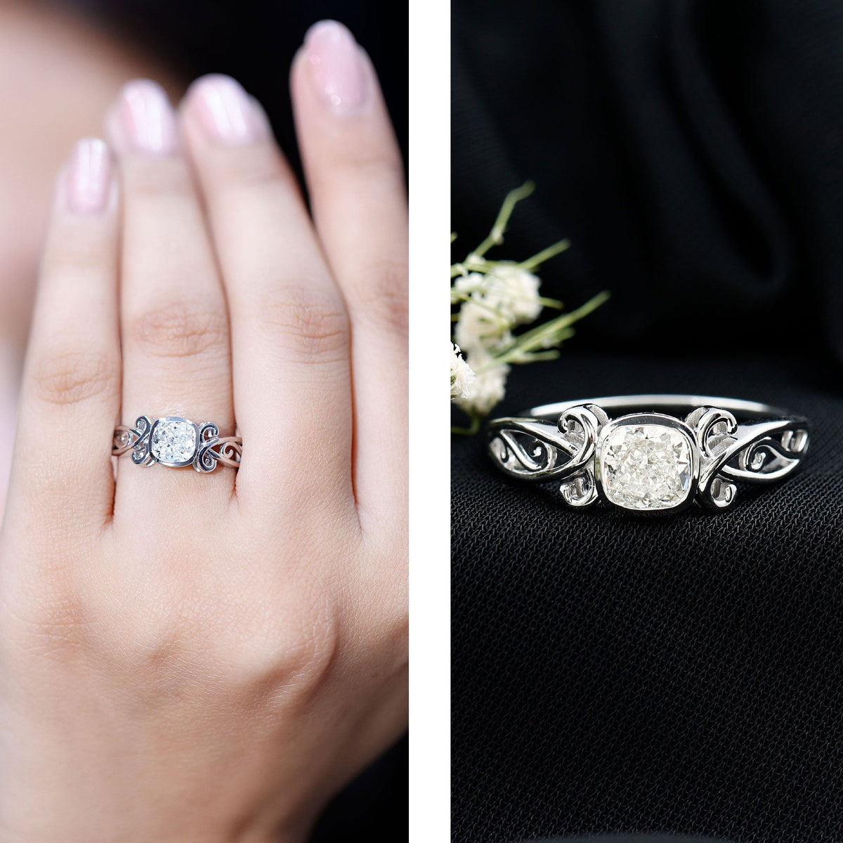 1.7 Carat Lab Grown Diamond Cushion Engagement Ring