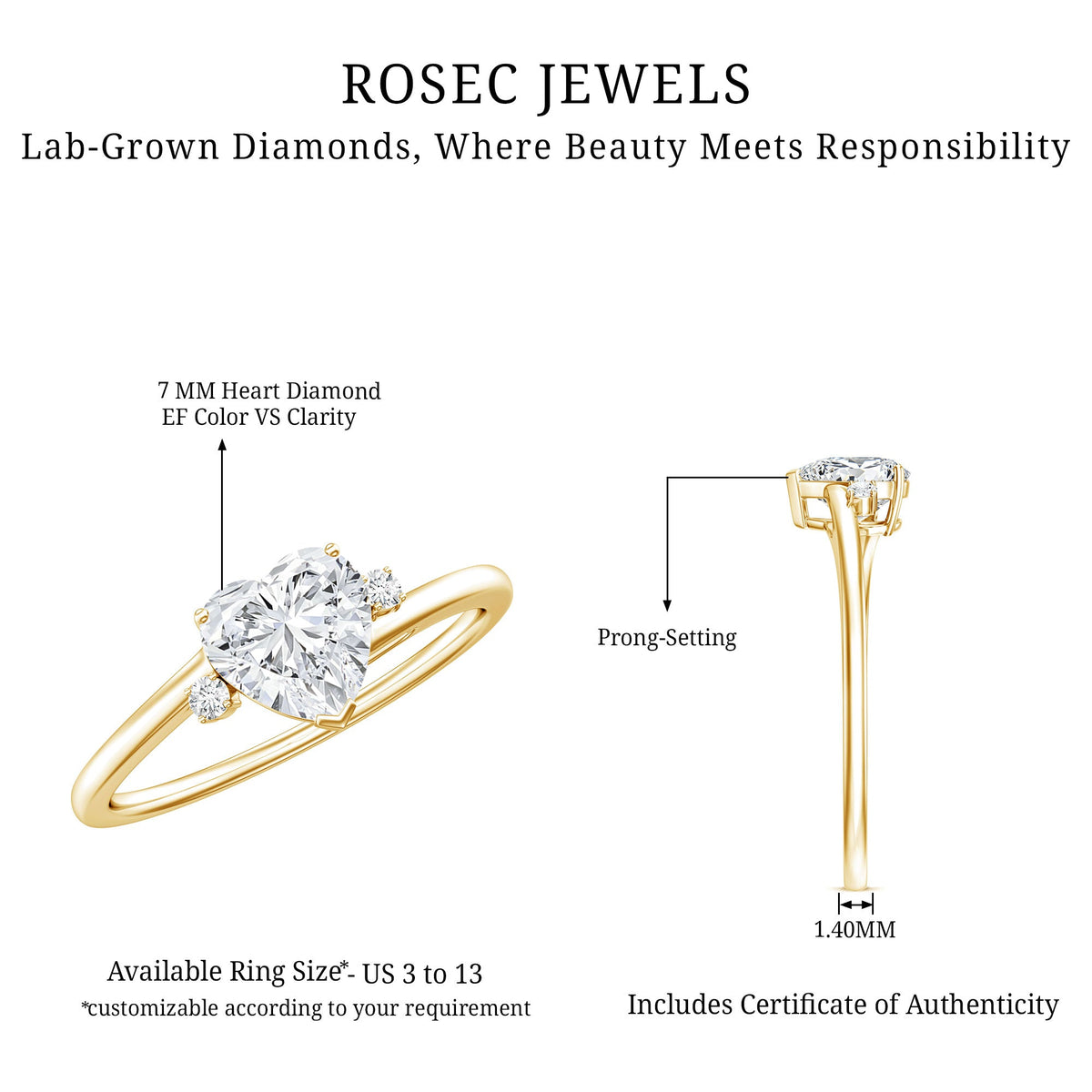 1.2 Carat Heart Lab Grown Diamond Proposal Ring For Her