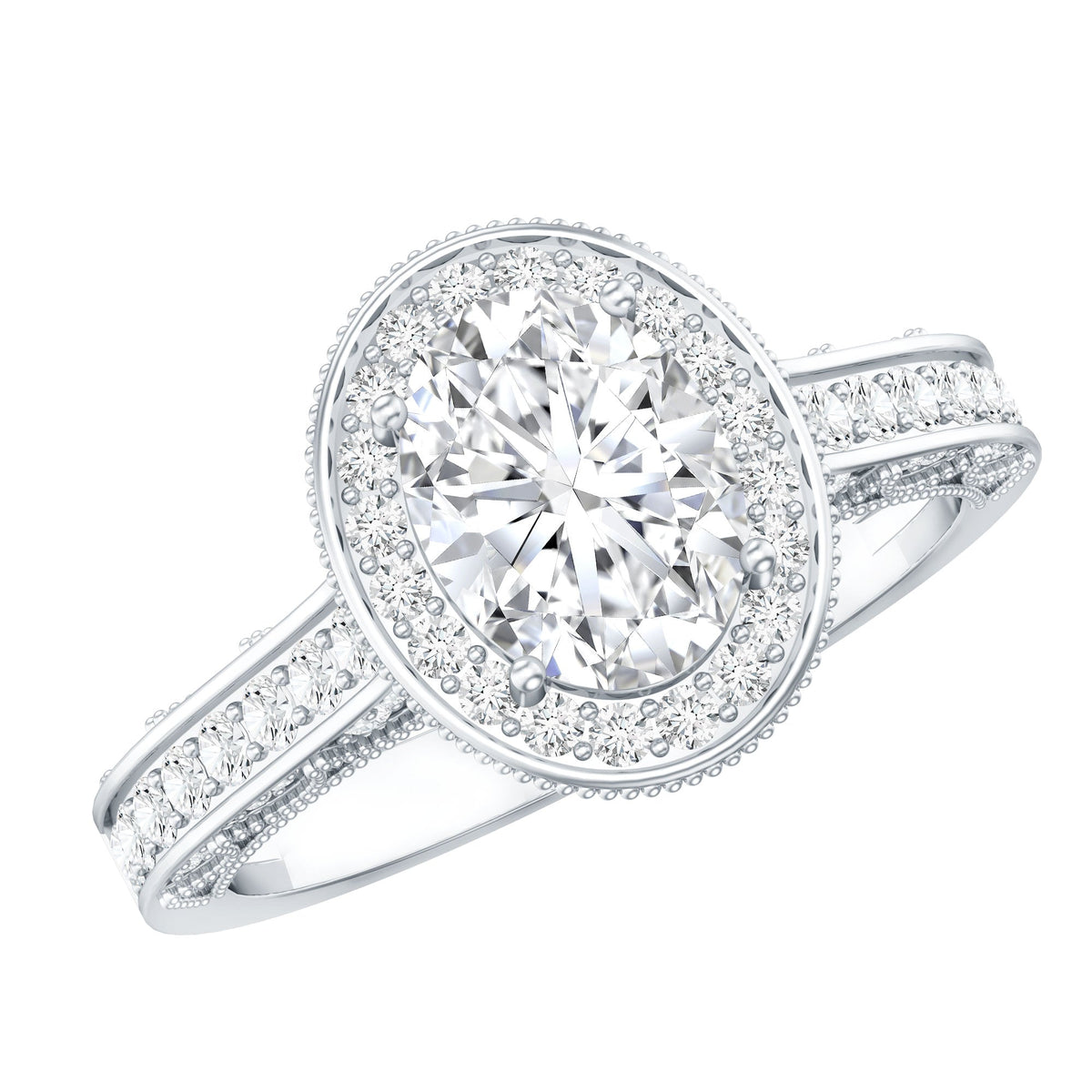 1.2 Carat Oval Lab Grown Diamond Halo Engagement Ring