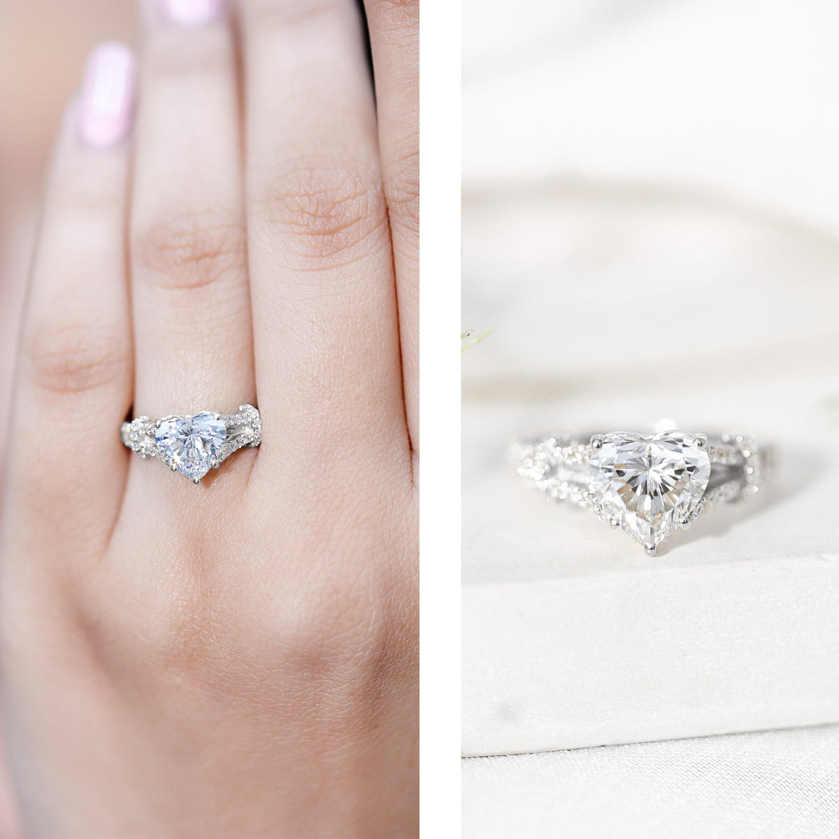 2 Carat Lab Grown Diamond Heart Shape Engagement Ring