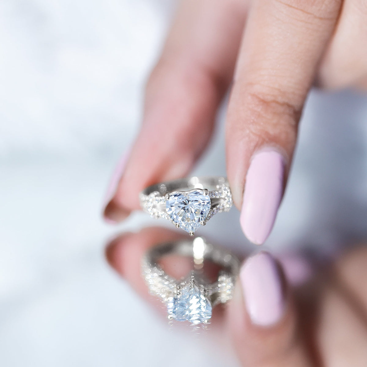 2 Carat Lab Grown Diamond Heart Shape Engagement Ring