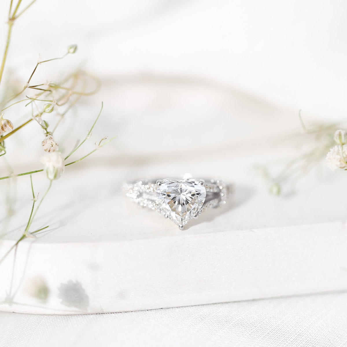 2 Carat Lab Grown Diamond Heart Shape Engagement Ring