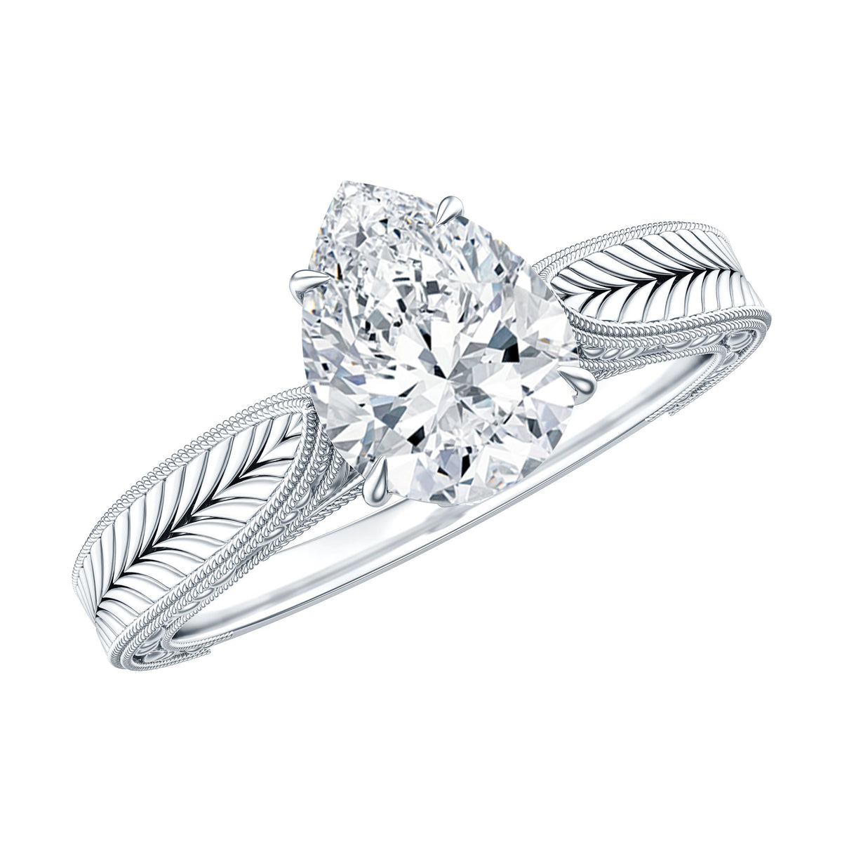 1.3 Carat Pear Lab Created Diamond Filigree Engagement Ring