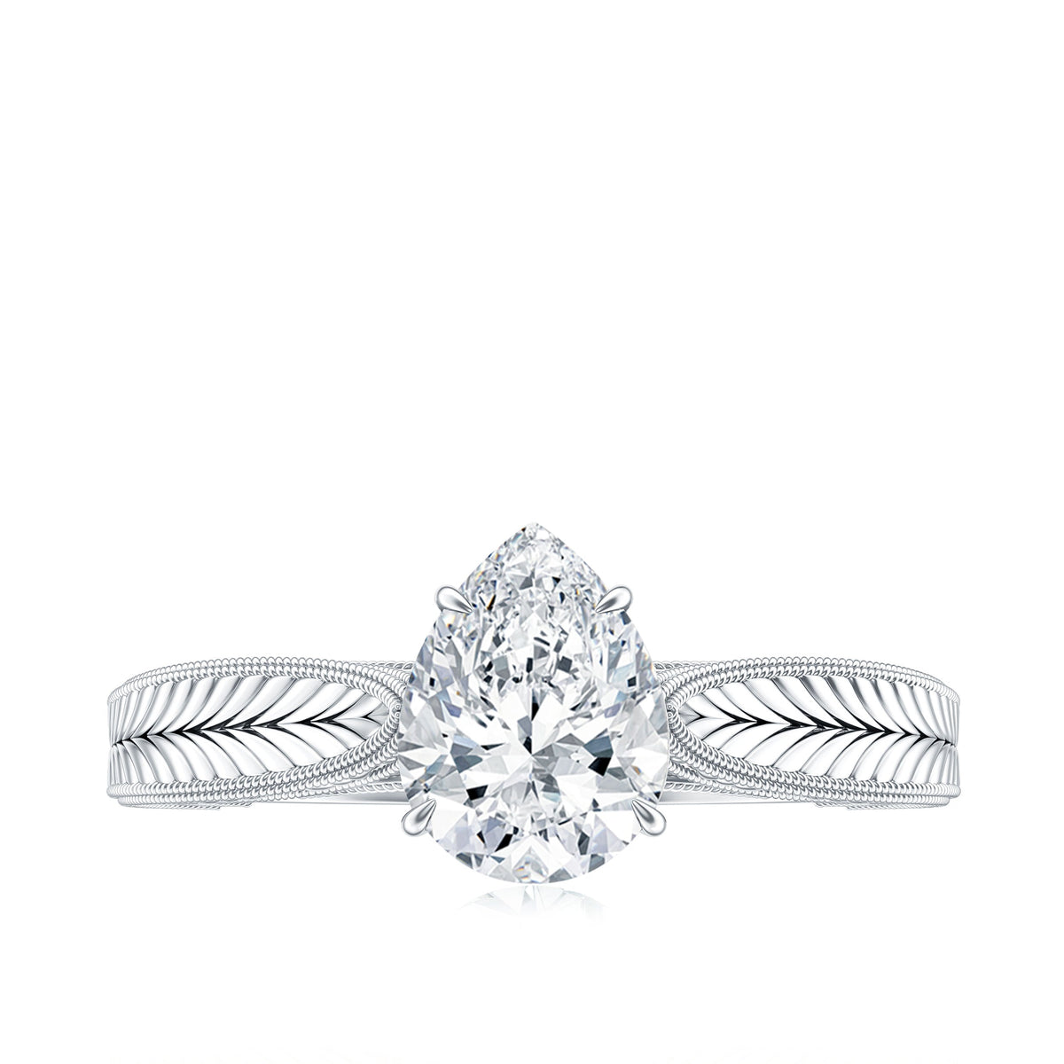 1.3 Carat Pear Lab Created Diamond Filigree Engagement Ring