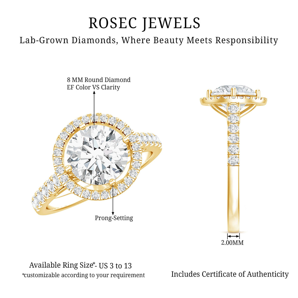 2 Carat Lab Grown Diamond Circle Engagement Ring