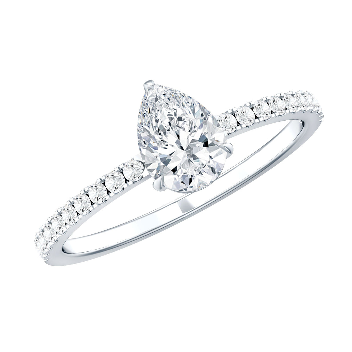 0.6 Carat Pear Cut Lab Grown Diamond Engagement Ring