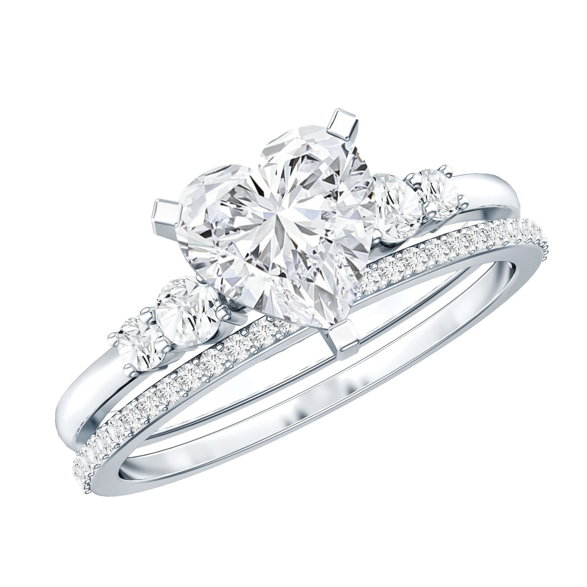 1.2 Carat Certified Lab Grown Diamond Heart Bridal Ring Set