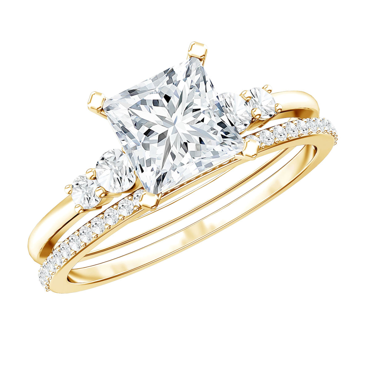 1.2 Carat Lab Grown Diamond Princess Cut Engagement Ring With Enhancer