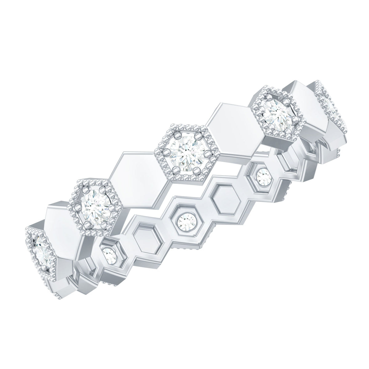 Certified Diamond Geometric Band Ring