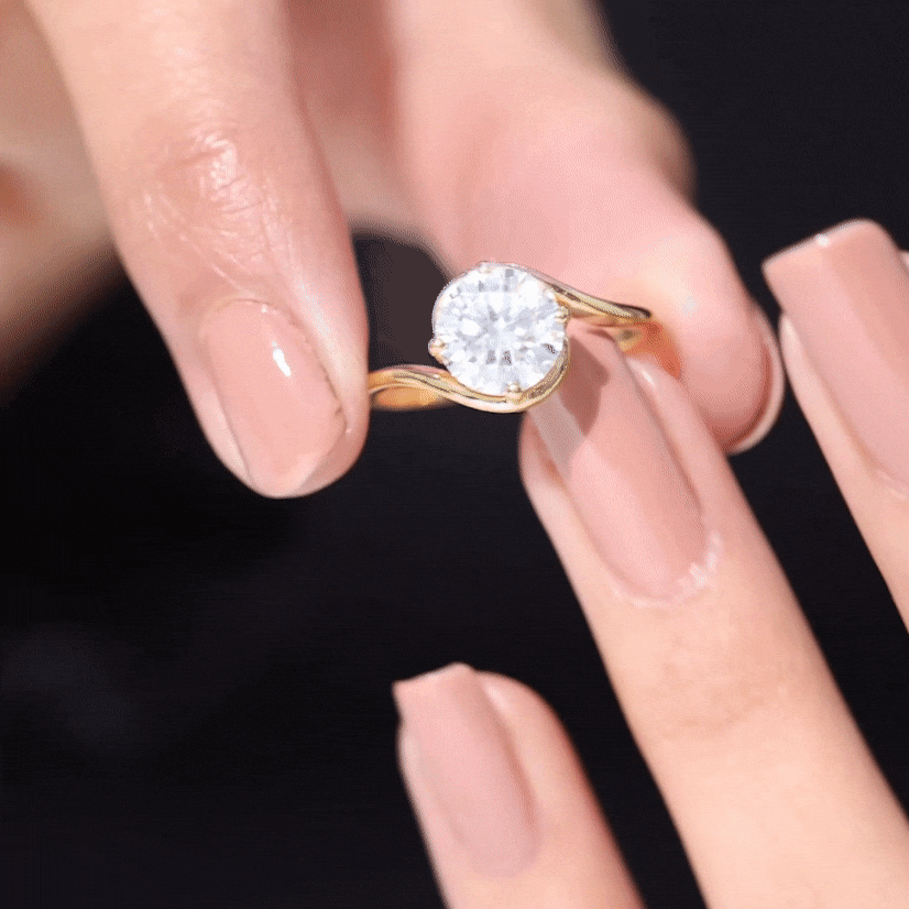 2 Carat Round Moissanite Solitaire Engagement Ring with Bypass Shank