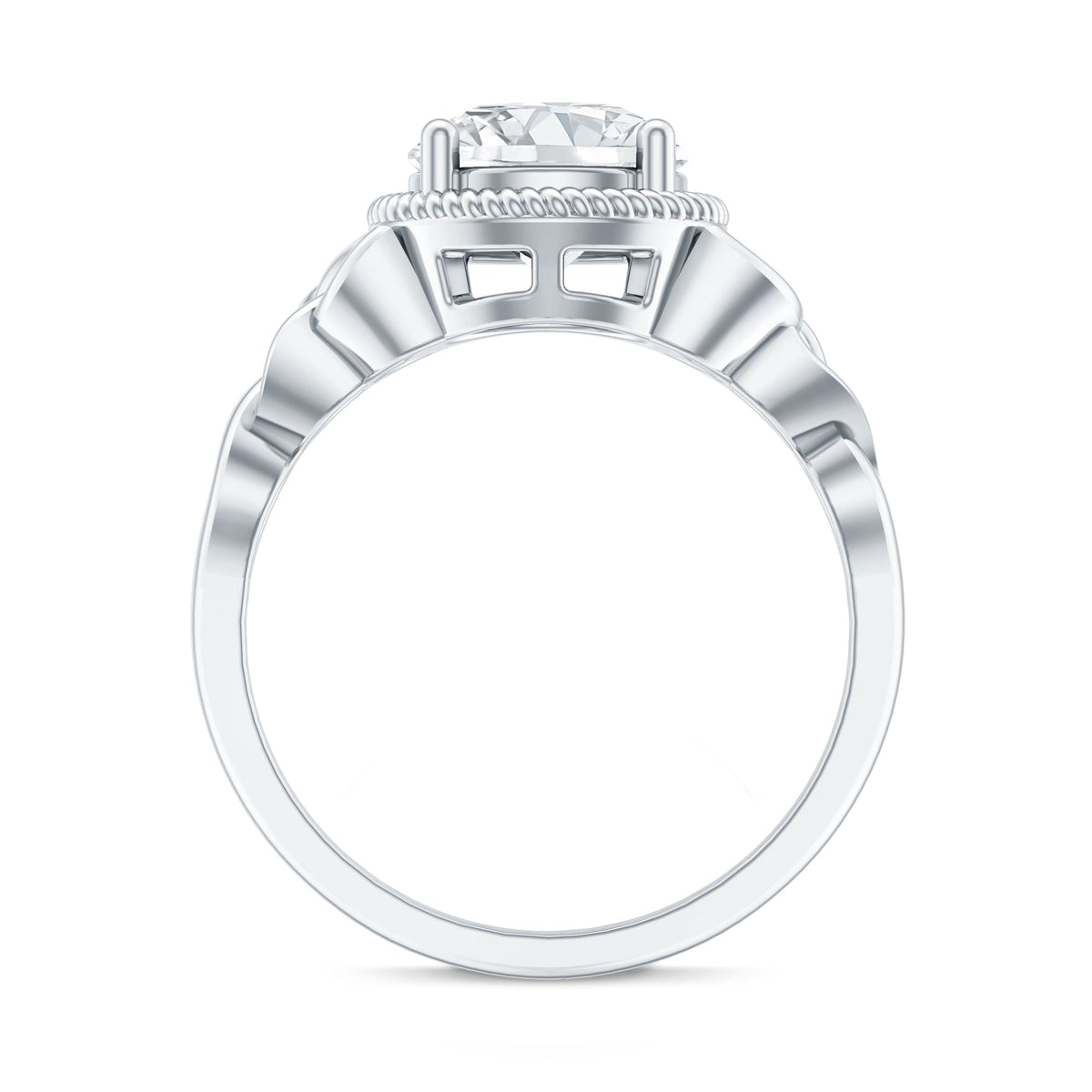 Brilliant Cut Moissanite Engagement Ring with Rope Frame