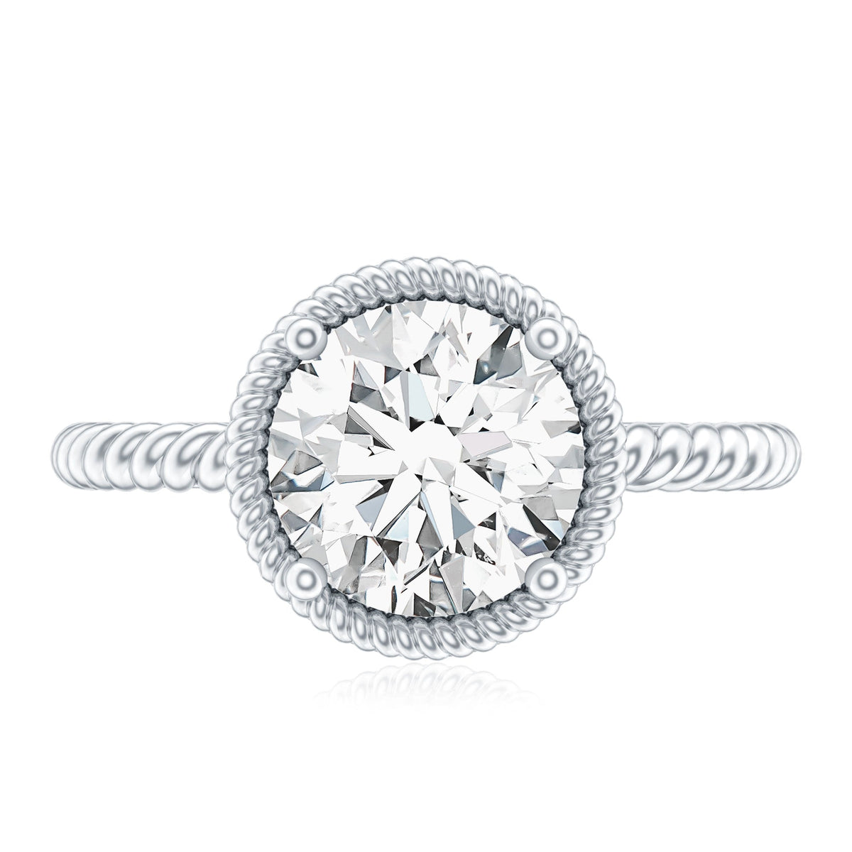 Brilliant Cut 2 Carat Moissanite Rope Band Engagement Ring