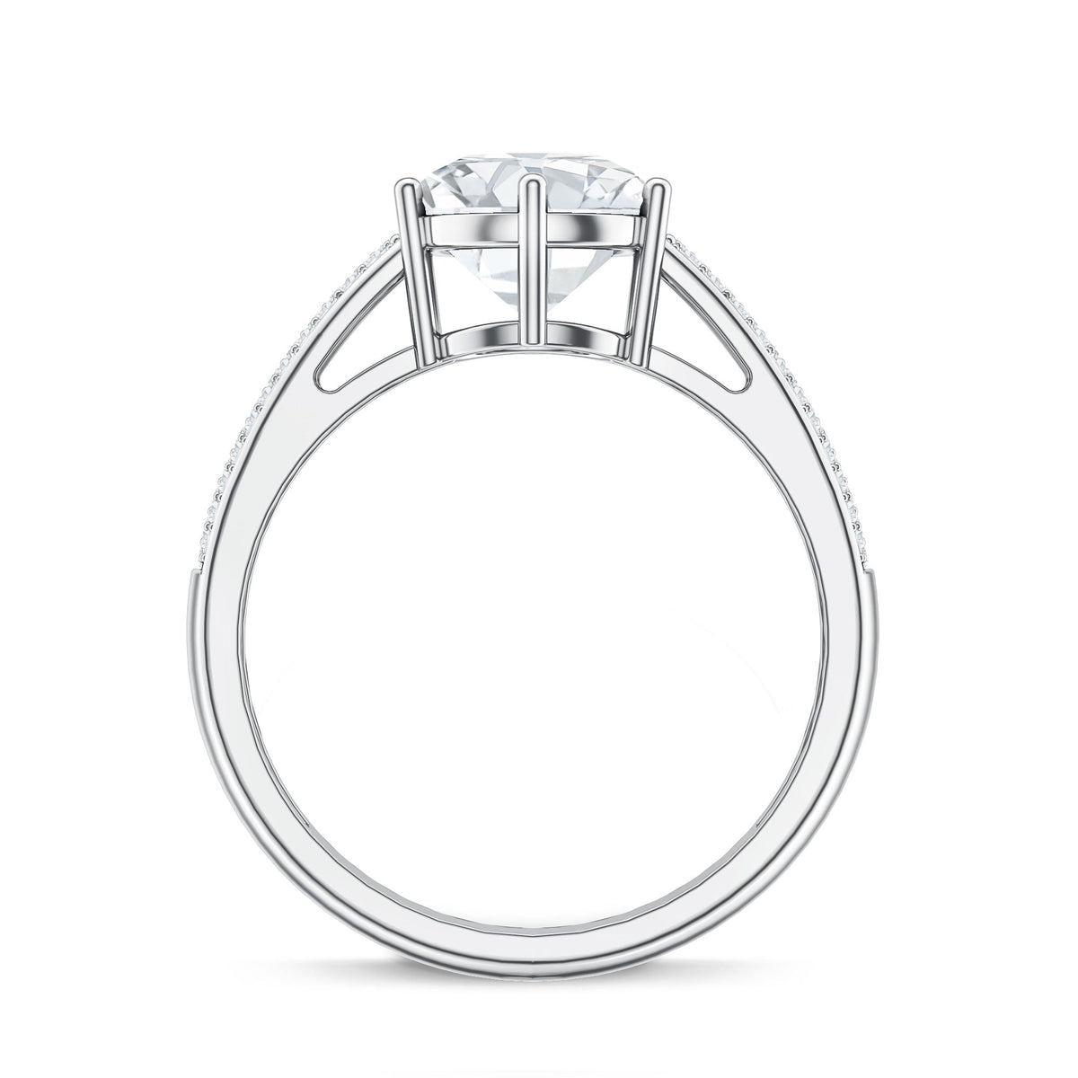 Certified Moissanite Side Stone Engagement Ring for Women