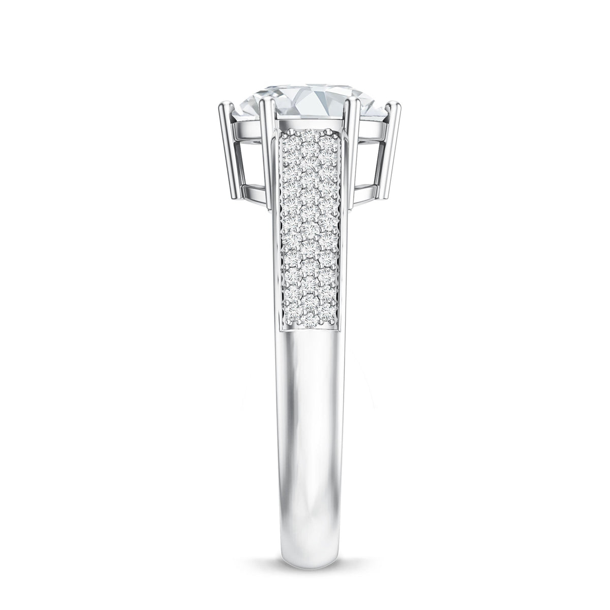 Certified Moissanite Side Stone Engagement Ring for Women