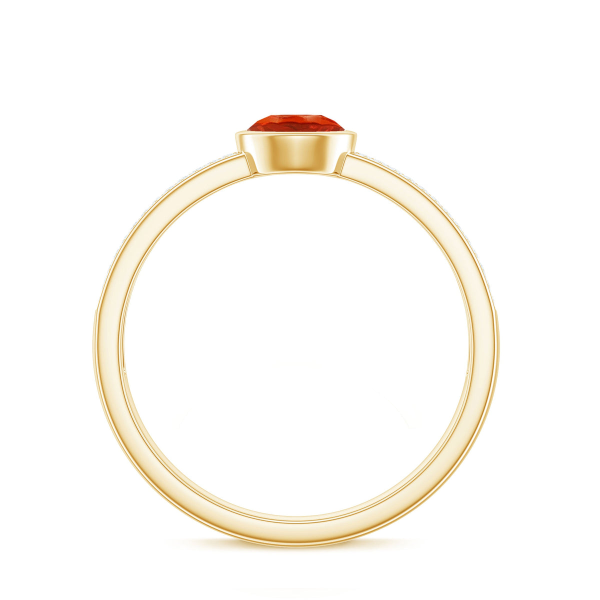 0.4 Carat Round Shape Fire Opal Engagement Ring with Diamond