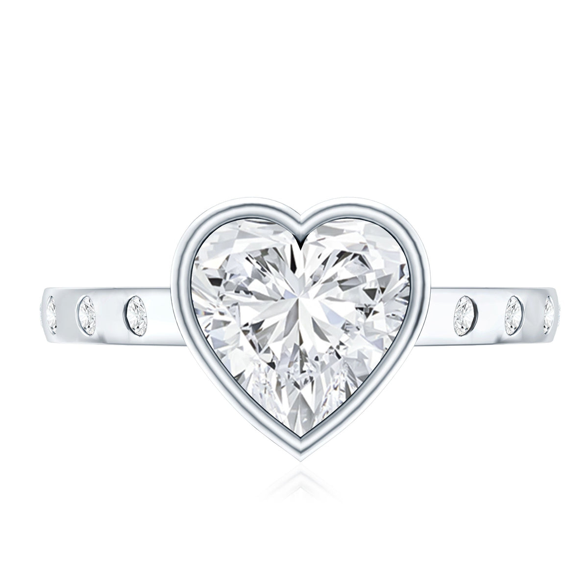 Heart Shape Moissanite Bezel Set Engagement Ring