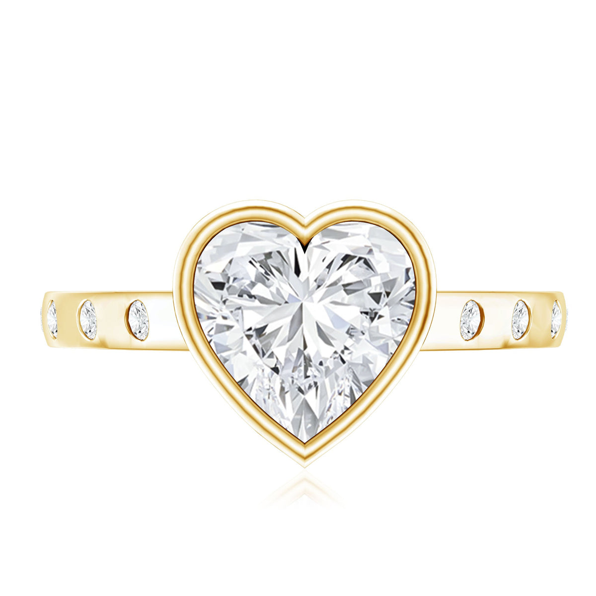Heart Shape Moissanite Bezel Set Engagement Ring