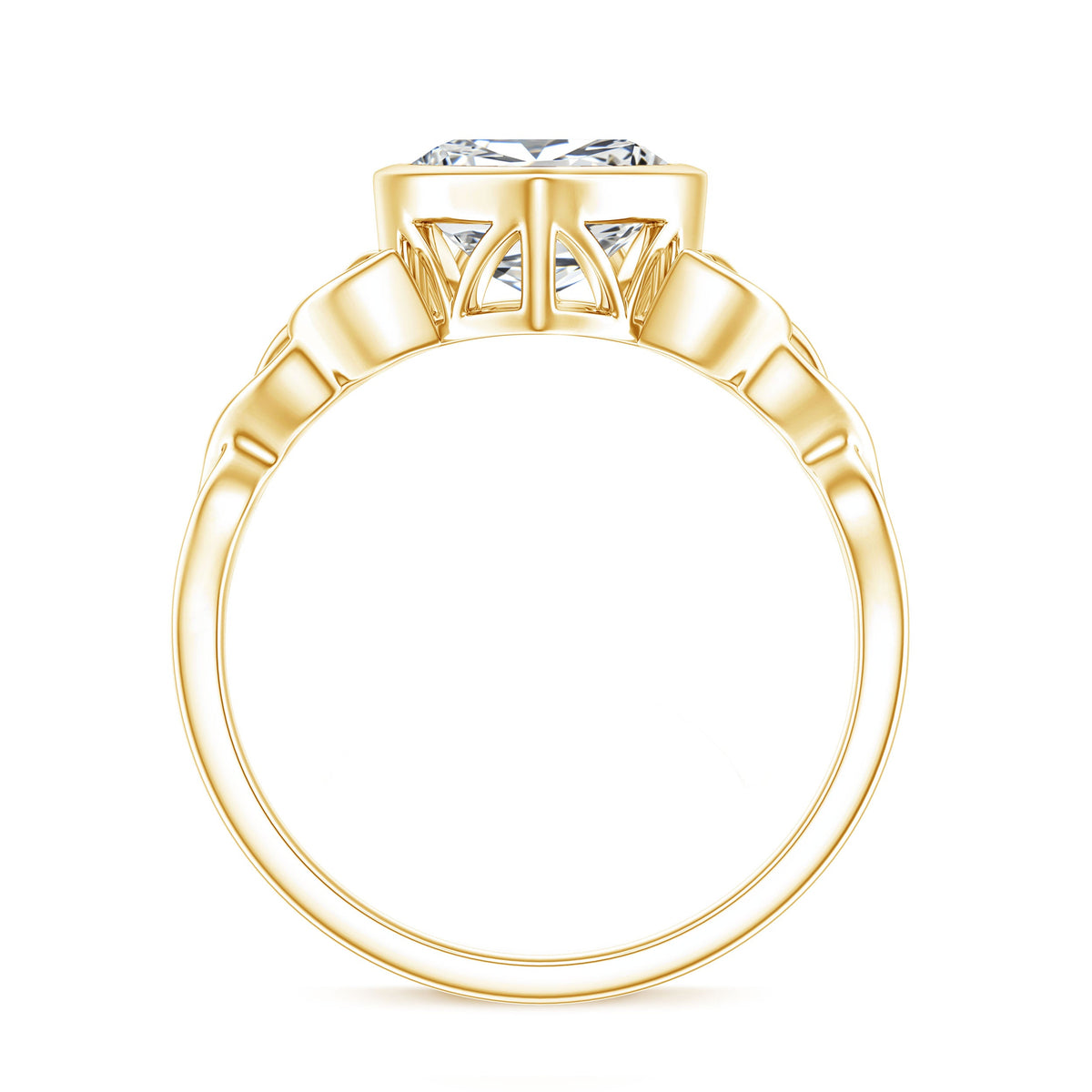 Heart Shape Moissanite Knot Engagement Ring in Bezel Setting