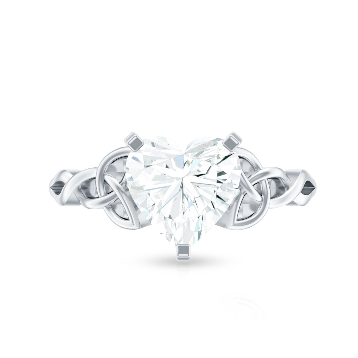 2 CT Heart Shaped Moissanite Celtic Knot Engagement Ring