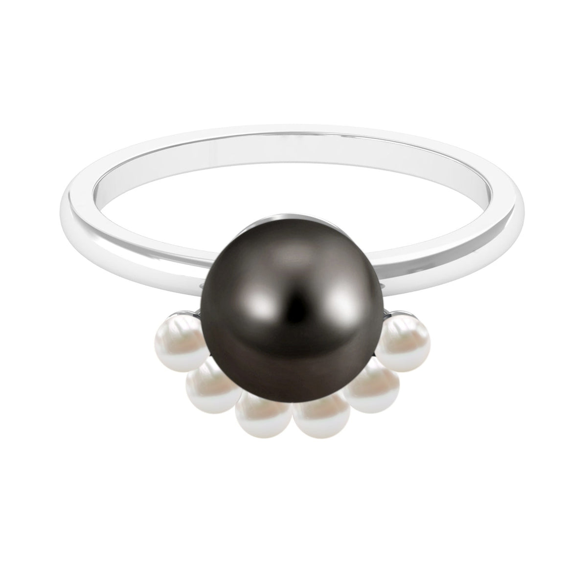 Designer 7.5 Carat Black and White Pearl Half Halo Engagement Ring