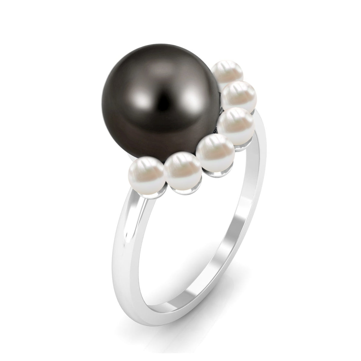 Designer 7.5 Carat Black and White Pearl Half Halo Engagement Ring