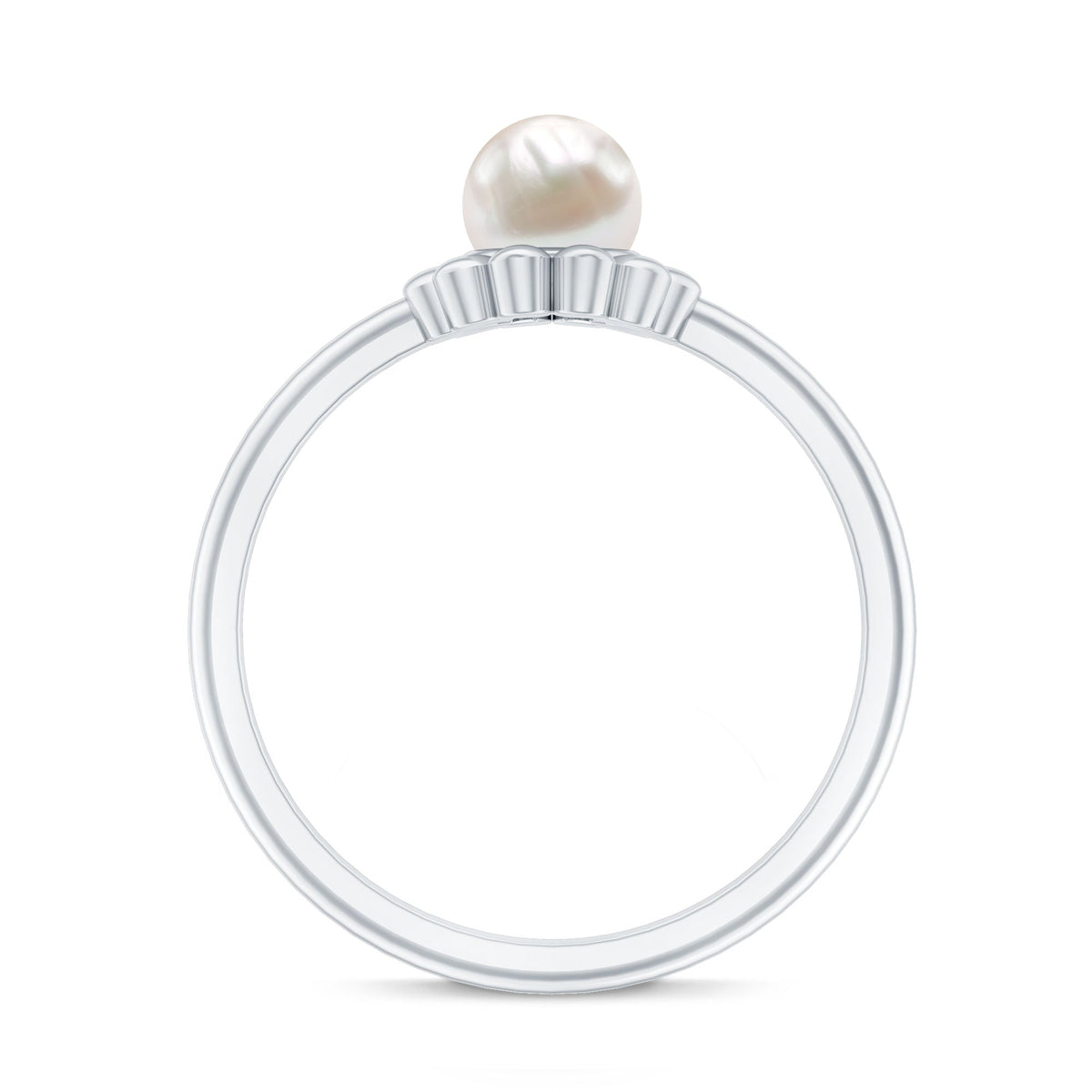 2 Carat Solitaire Freshwater Cultured Pearl Flower Ring