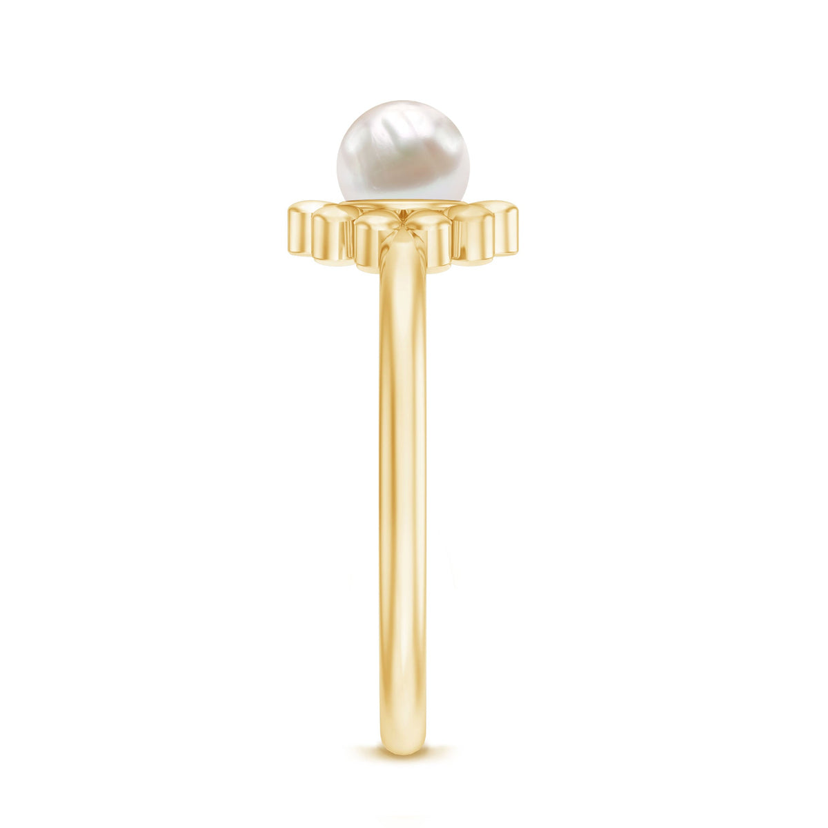 2 Carat Solitaire Freshwater Cultured Pearl Flower Ring