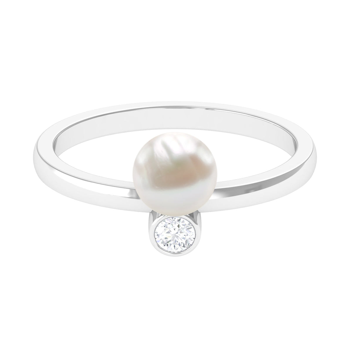 Freshwater Pearl Toi Et Moi Ring with Diamond