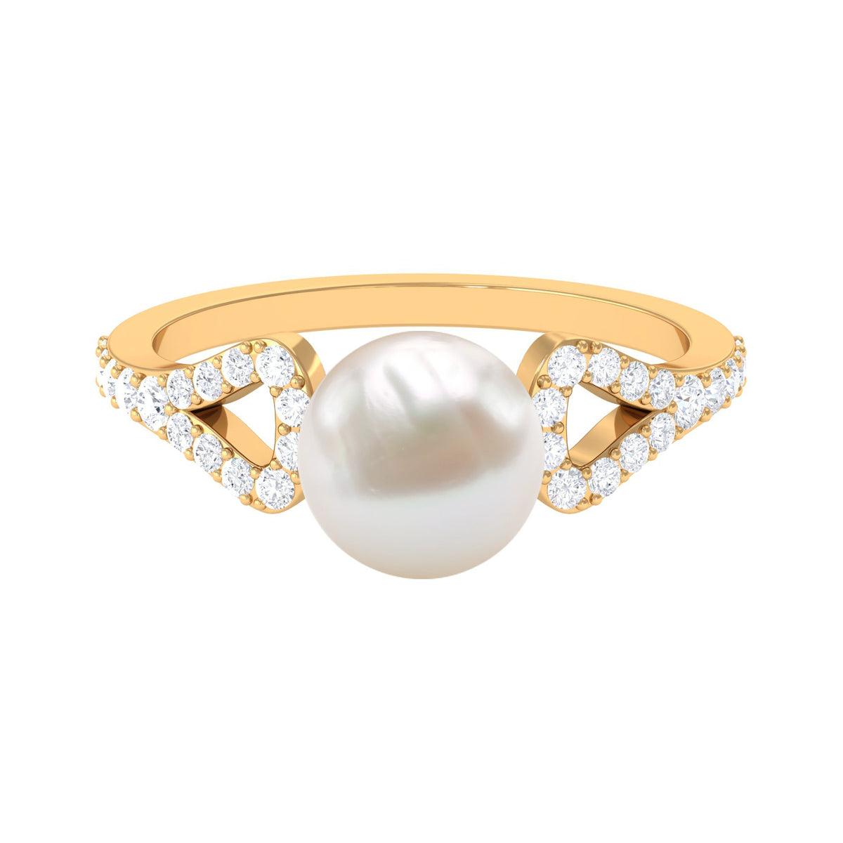 Cultured 7.4 Carat Freshwater Pearl Solitaire Engagement Ring with Diamond