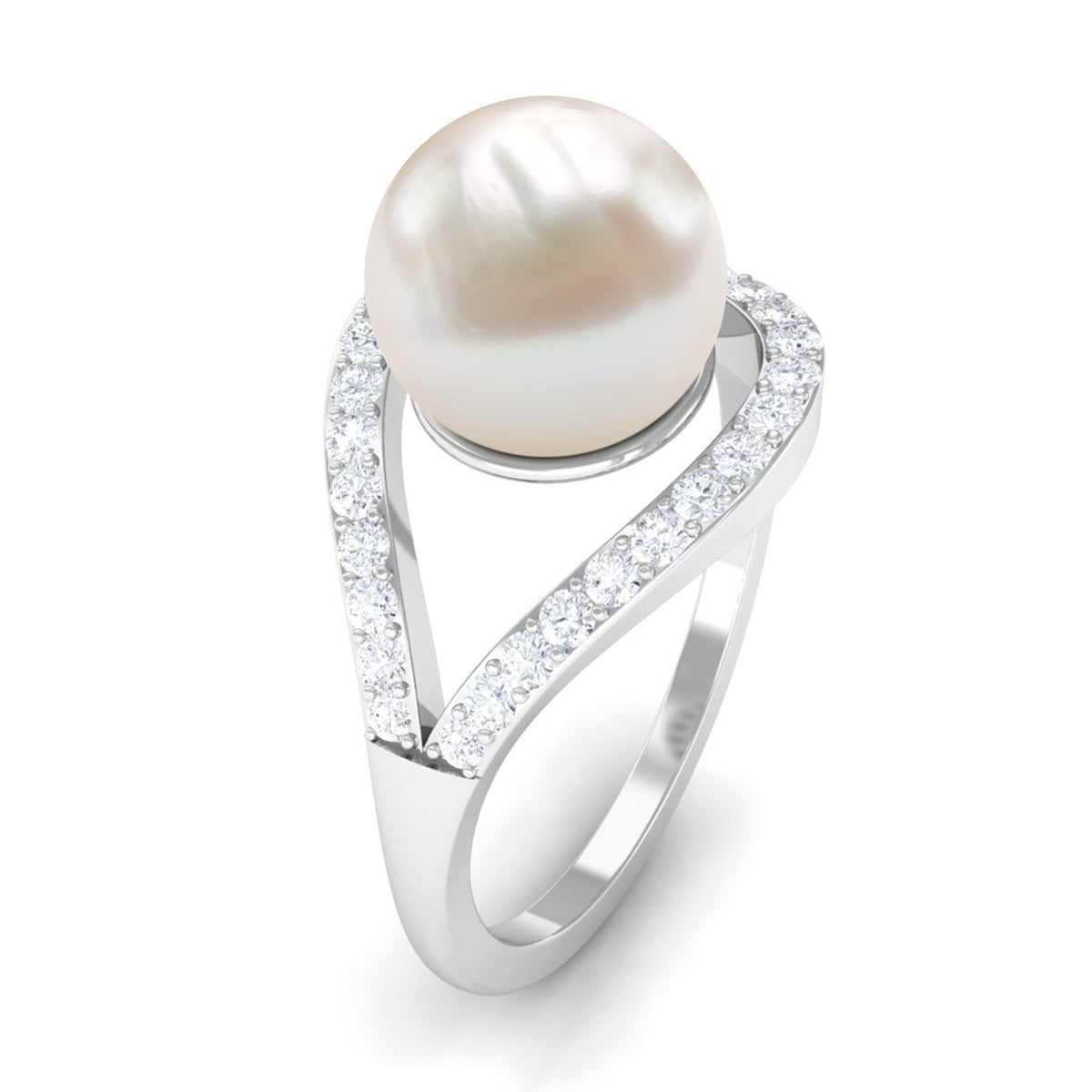 7.48 Carat Freshwater Pearl Engagement Ring with Diamond
