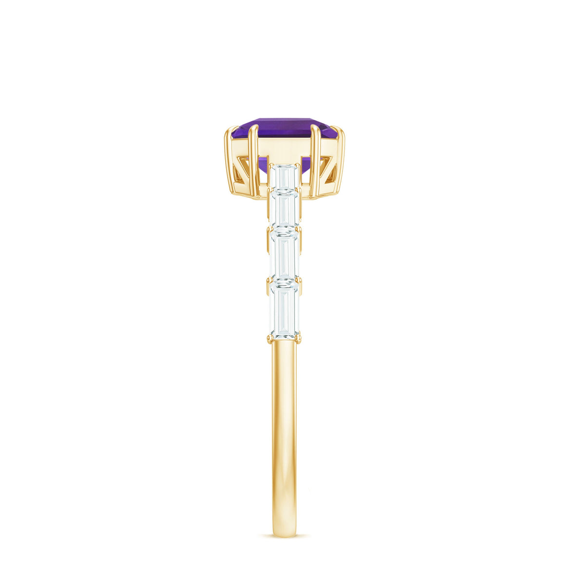 3 Carat Amethyst Asscher Cut Engagement Ring with Diamond