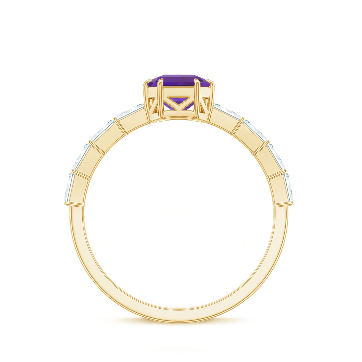 3 Carat Amethyst Asscher Cut Engagement Ring with Diamond