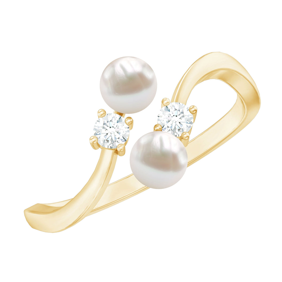 Freshwater Pearl and Diamond Wrap Ring