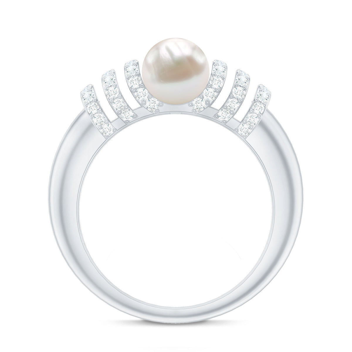 2.2 Carat Freshwater Pearl Diamond Engagement Ring for Women
