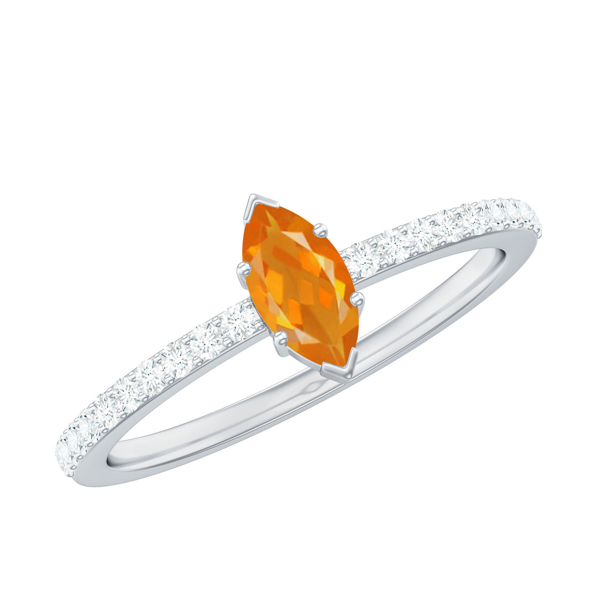 0.3 Carat Fire Opal Marquise Engagement Ring with Diamond
