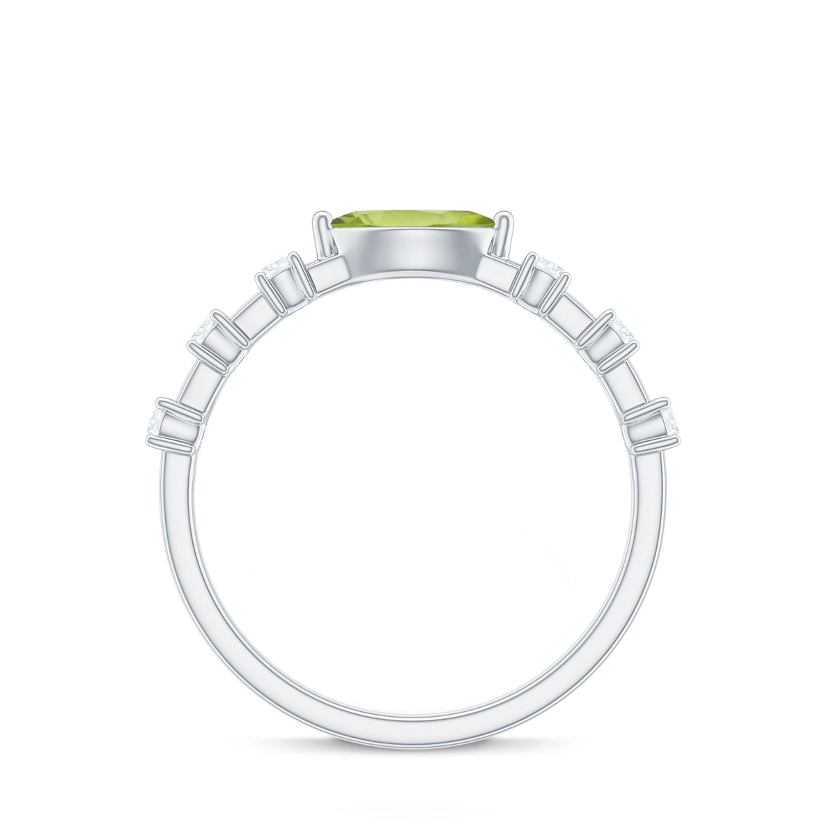 0.75 Carat Peridot East West Ring with Diamond Accent
