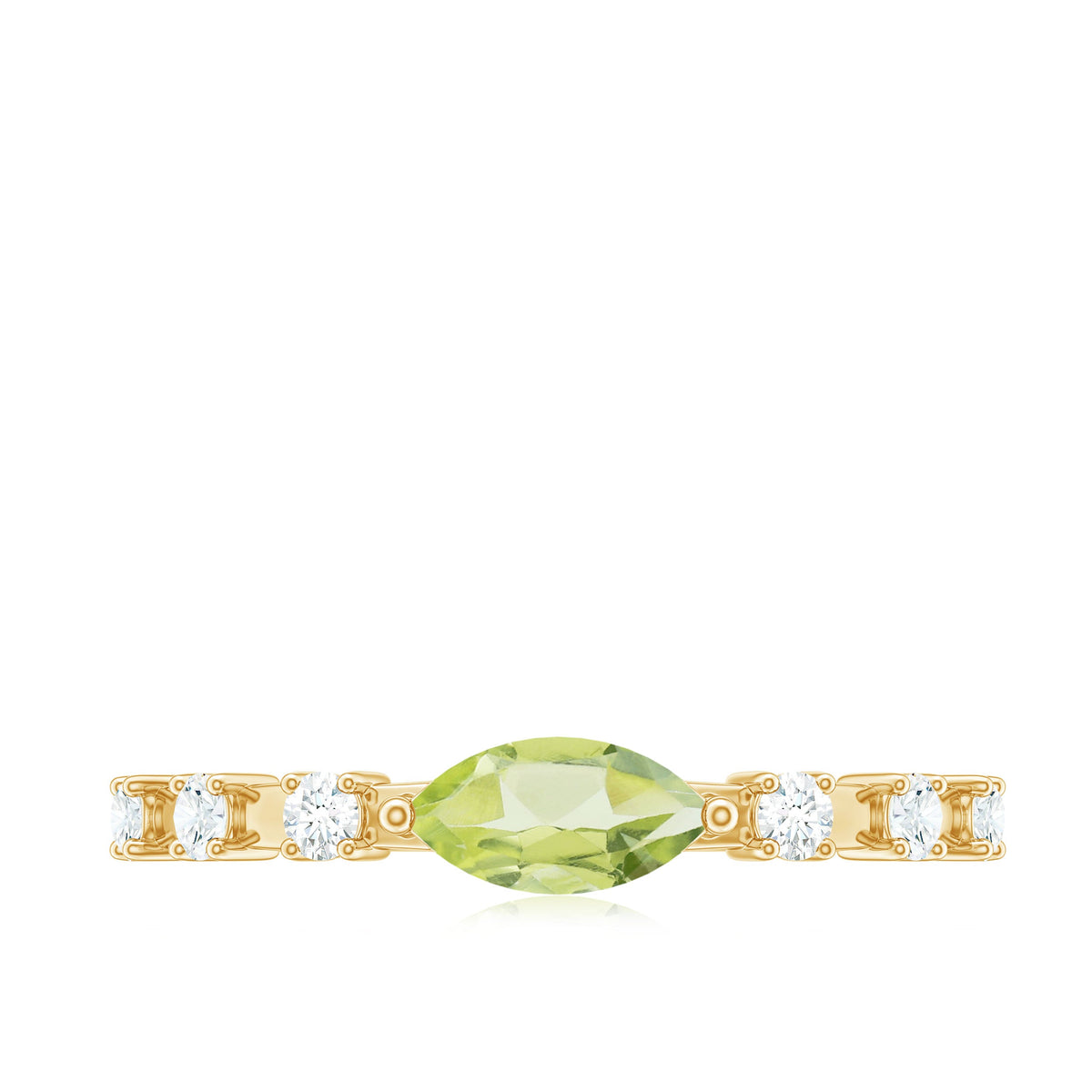 0.75 Carat Peridot East West Ring with Diamond Accent