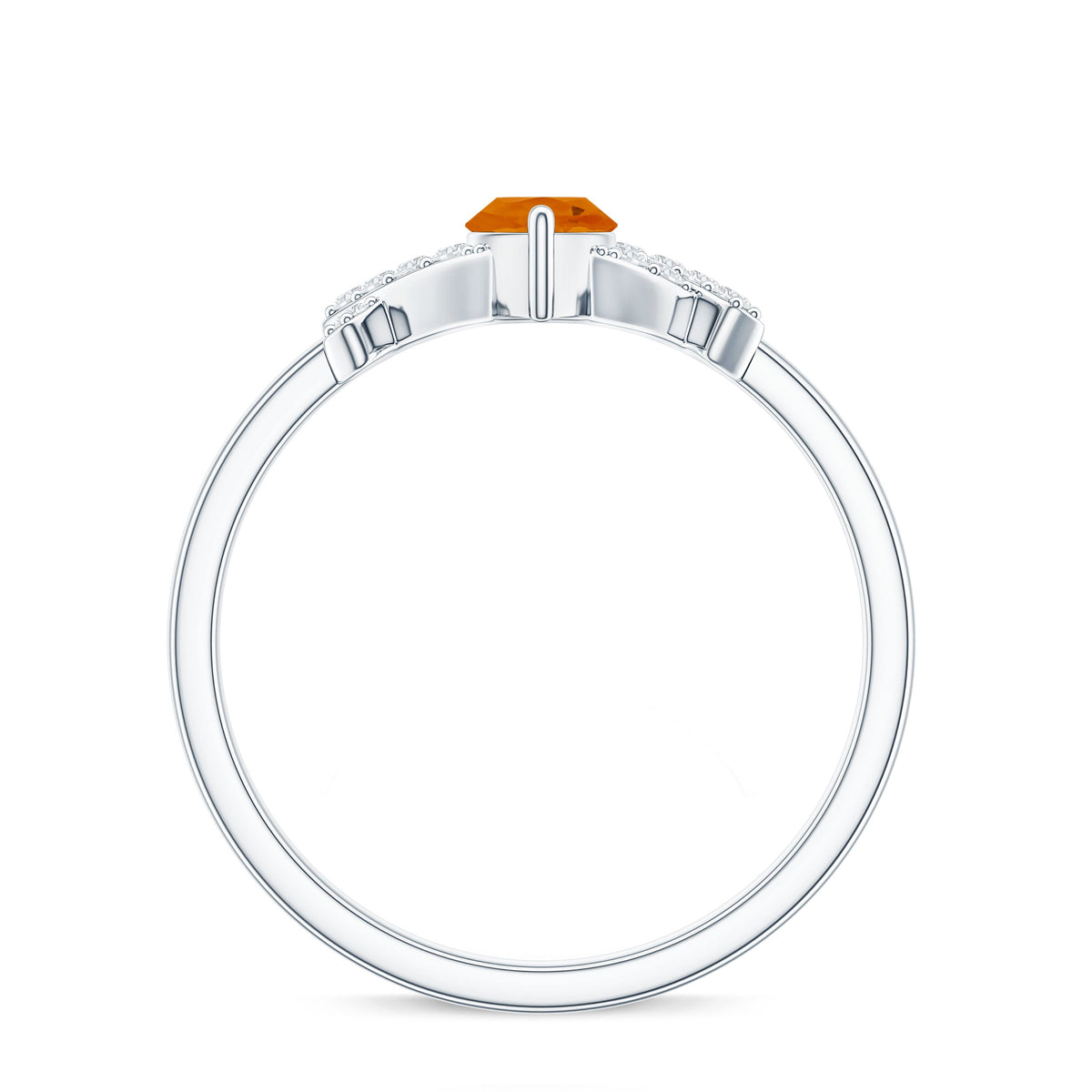 0.3 Carat Fire Opal Marquise Solitaire Ring with Diamond