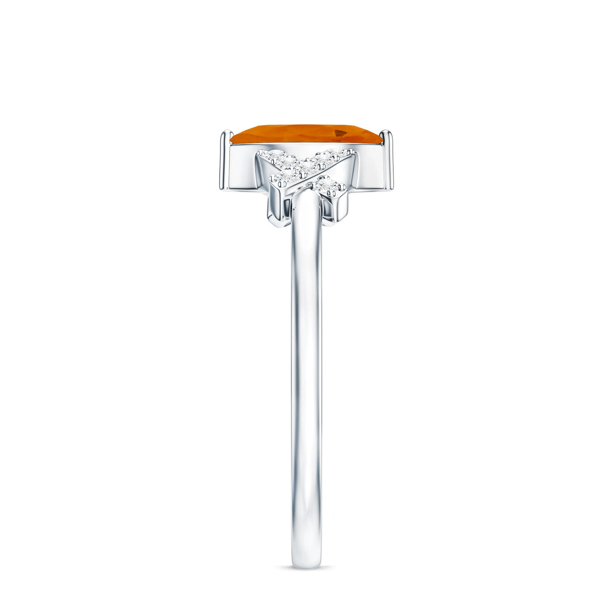 0.3 Carat Fire Opal Marquise Solitaire Ring with Diamond