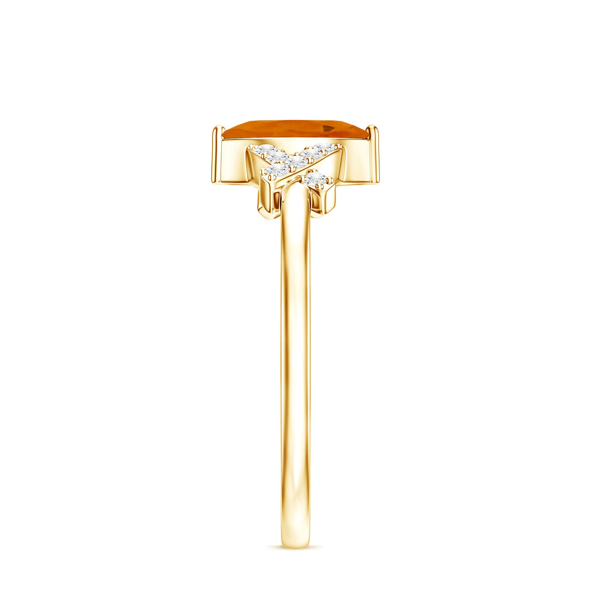 0.3 Carat Fire Opal Marquise Solitaire Ring with Diamond